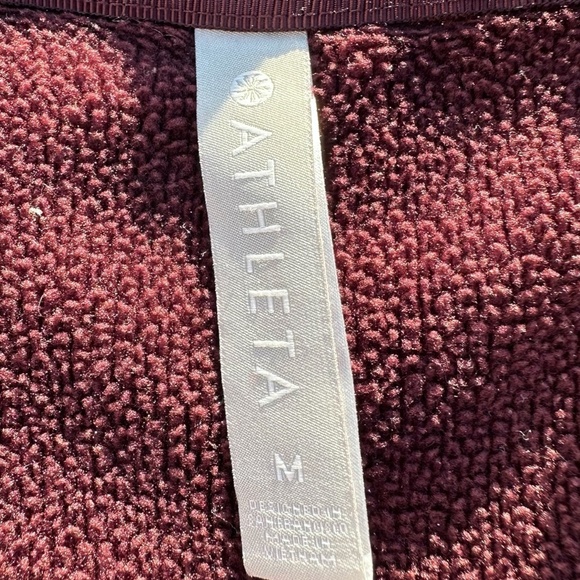 ATHLETA Cozy Karma Sweatshirt 1/4 Zip Funnel Neck Boxy Antique Burgundy Purple M - Picture 9 of 9
